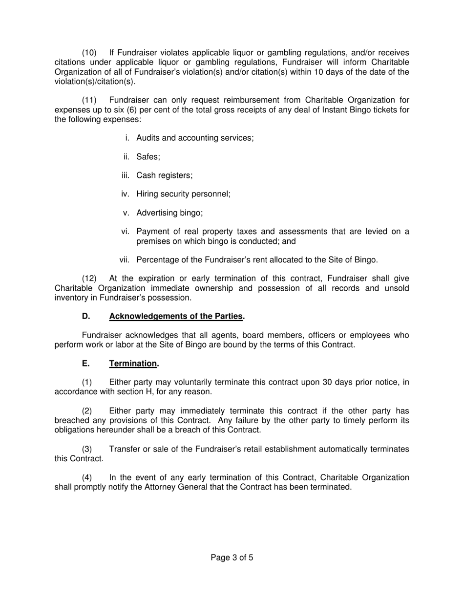 Instant Bingo Fundraising Contract - Ohio, Page 4