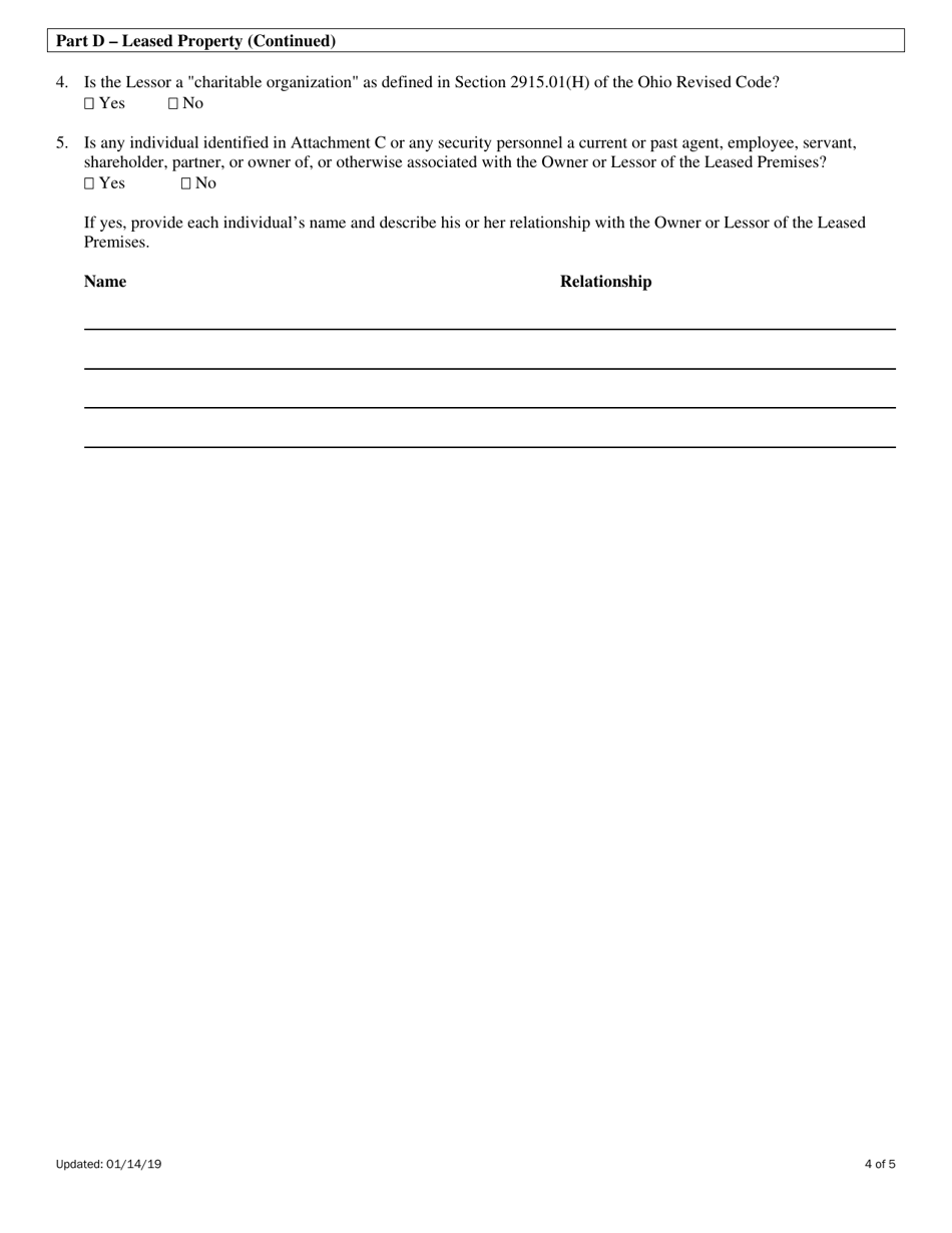 Attachment A Type I and Type II Bingo Location - Ohio, Page 4