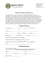 Document preview: Charitable Gambling Complaint Form - Ohio