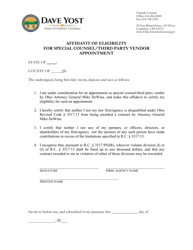 Document preview: Affidavit of Eligibility for Special Counsel/Third Party Vendor Appointment - Ohio