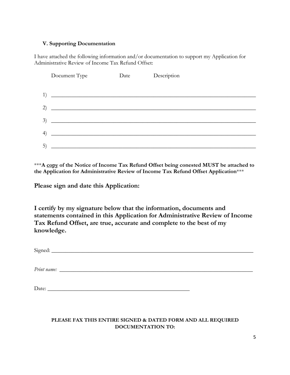 Application for Administrative Review of Income Tax Refund Offset - Ohio, Page 5