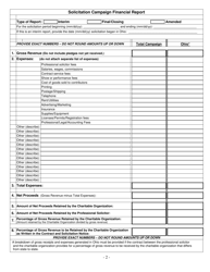 Solicitation Campaign Financial Report Form - Ohio, Page 2