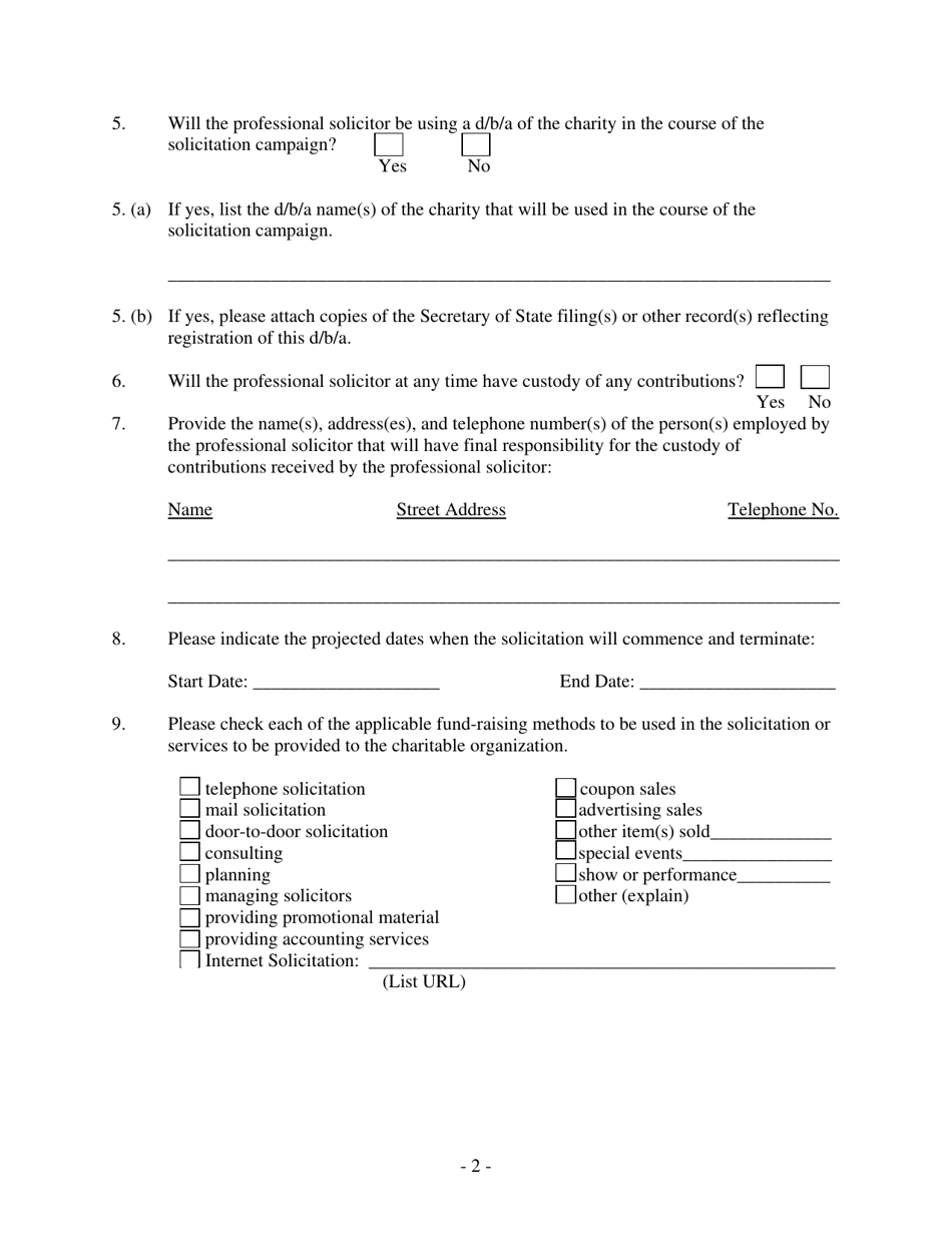 Solicitation Notice for Charitable Solicitation in the State of Ohio (Section 1716.07, Ohio Revised Code) - Ohio, Page 2