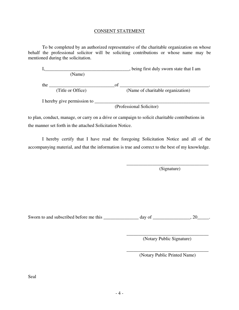 Solicitation Notice for Charitable Solicitation in the State of Ohio (Section 1716.07, Ohio Revised Code) - Ohio, Page 4