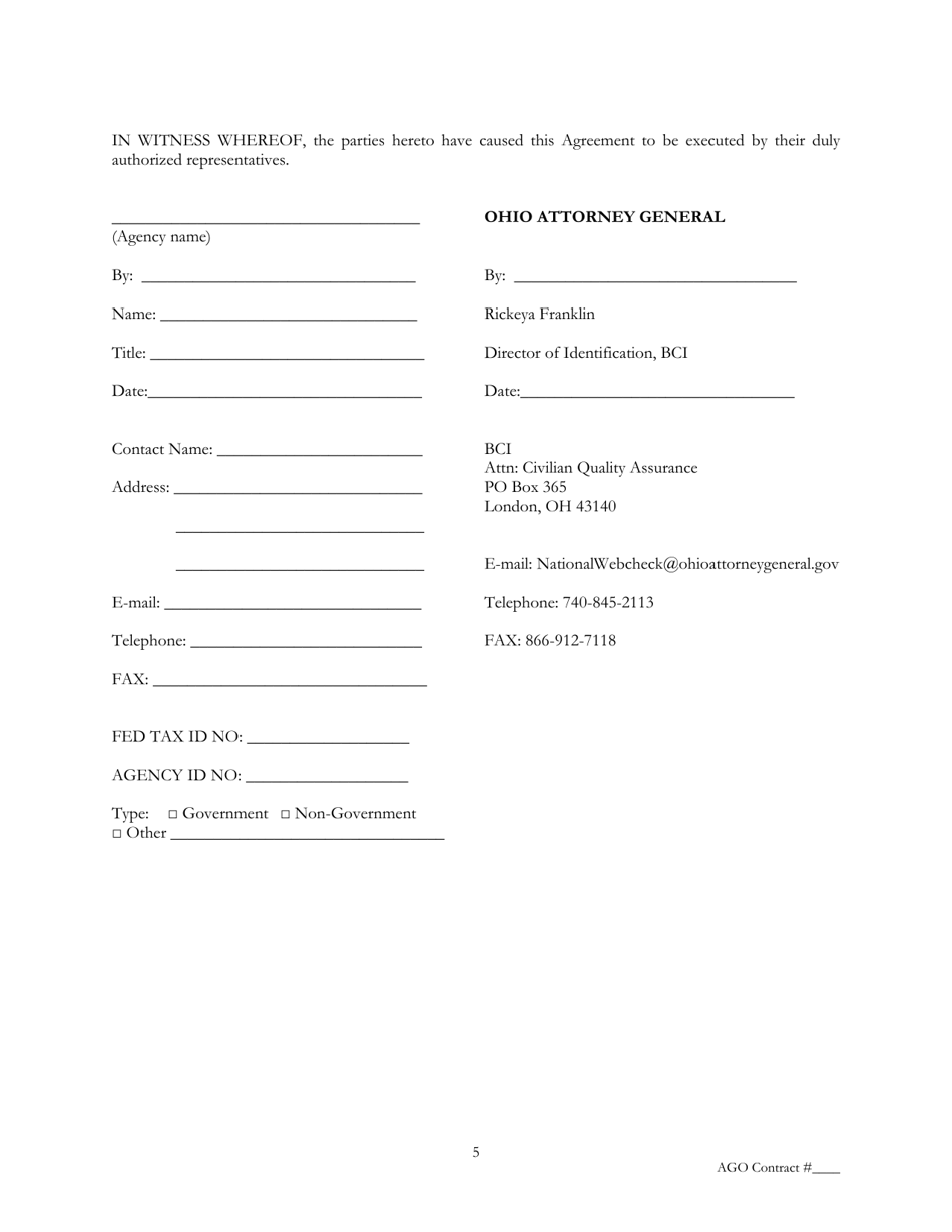 Agreement for National Webcheck Program Services and Equipment - Ohio, Page 5