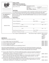 Document preview: Application for License to Carry a Concealed Handgun - Ohio