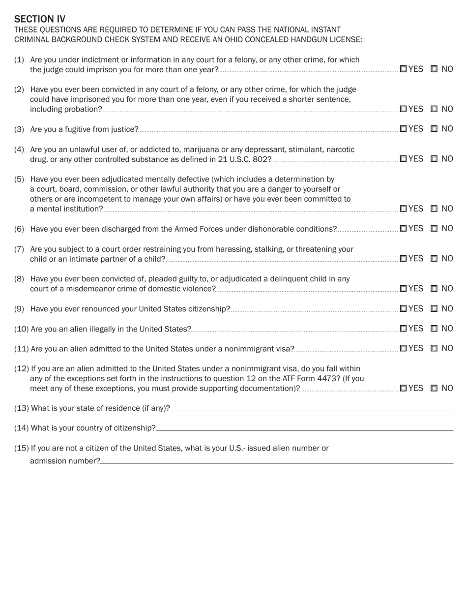 Application for License to Carry a Concealed Handgun - Ohio, Page 3