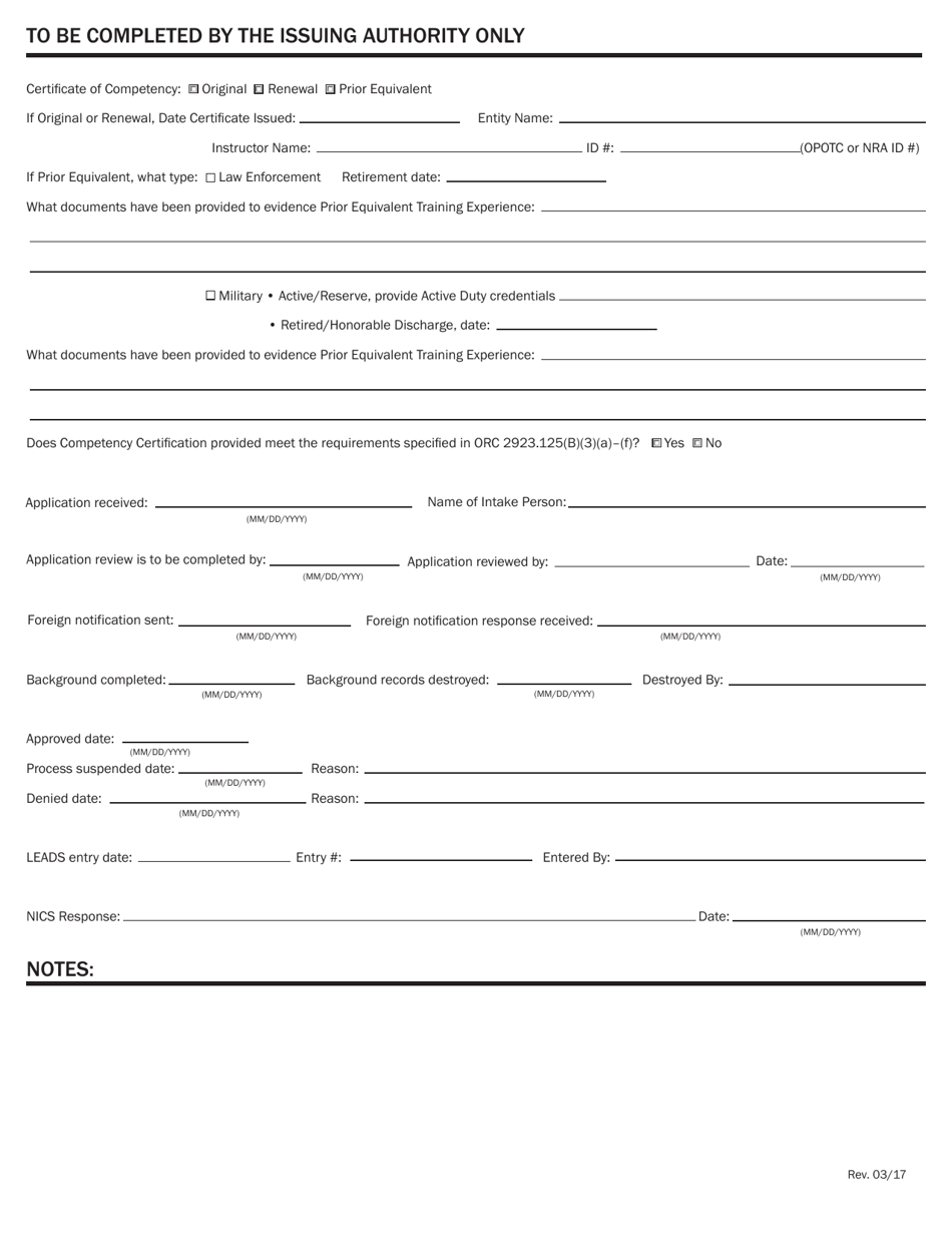 Ohio Application for License to Carry a Concealed Handgun - Fill Out ...