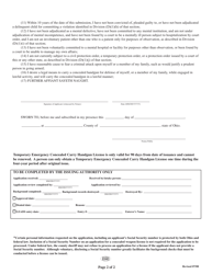 Application for Temporary Emergency Concealed Carry Handgun License - Ohio, Page 2