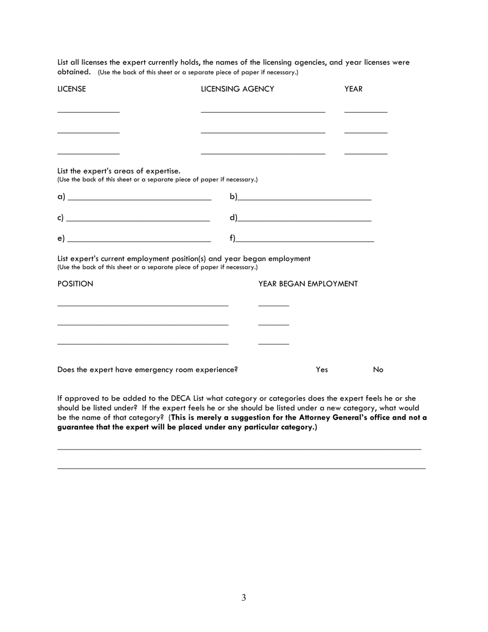 Application to Add an Expert to the Deca List - Ohio, Page 3