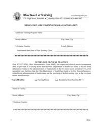 Document preview: Medication Aide Training Program Application Form - Ohio