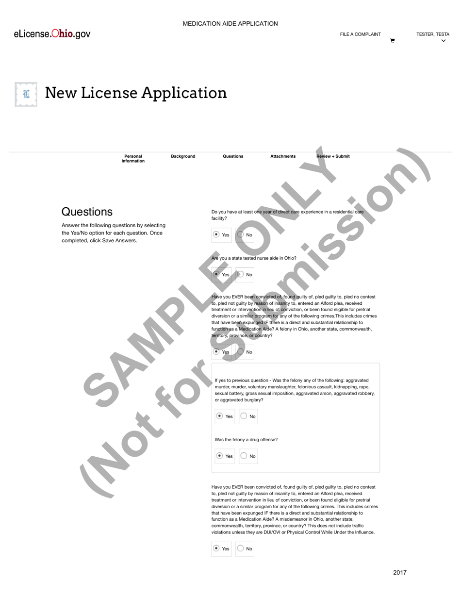 Ohio Medication Aide Application Sample Fill Out, Sign Online and