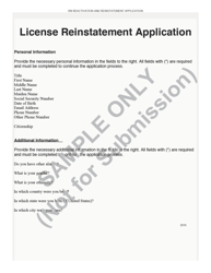 Rn License Reactivation and Reinstatement Application Form - Sample - Ohio