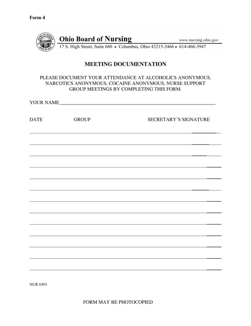 Form 4 Meeting Documentation - Ohio