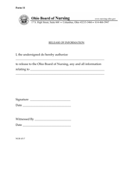 Form 11 &quot;Release of Information&quot; - Ohio