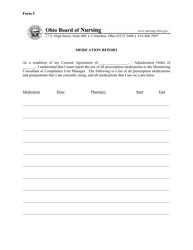 Form 5 Medication Report - Ohio