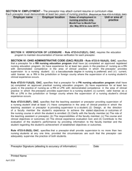 Preceptor Qualification Form - Ohio, Page 2