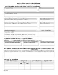 Document preview: Preceptor Qualification Form - Ohio