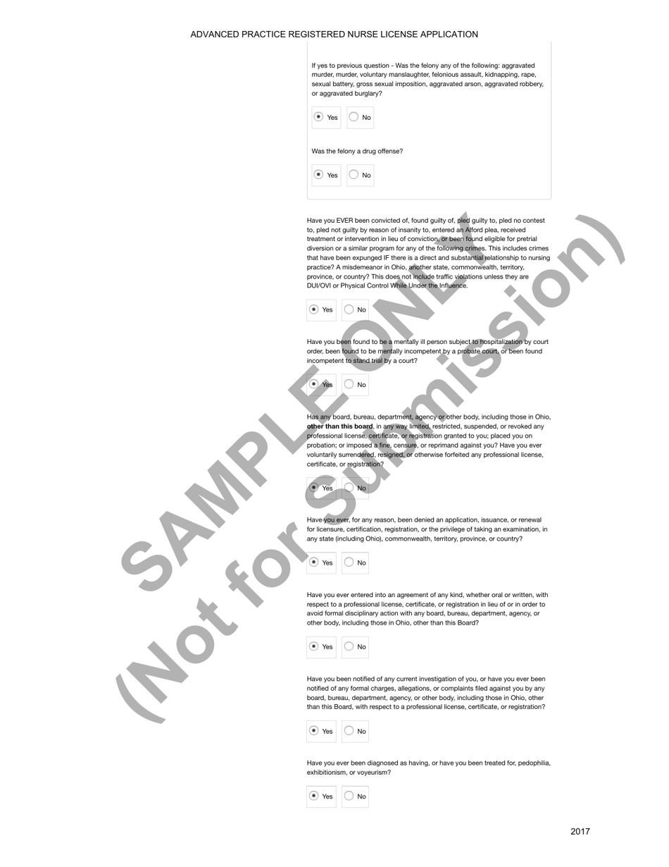 Advanced Practice Registered Nurse License Application - Ohio, Page 29