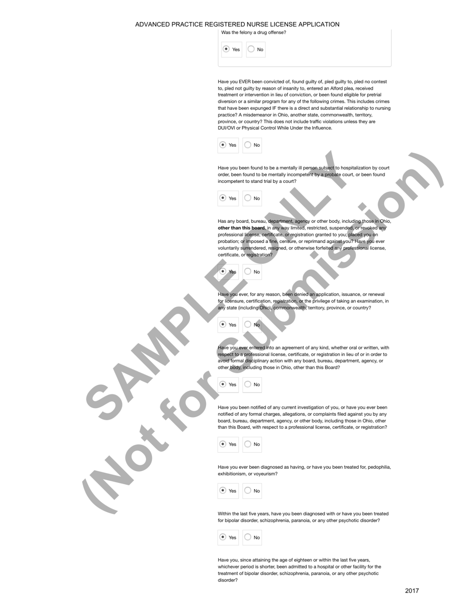 Advanced Practice Registered Nurse License Application - Ohio, Page 42