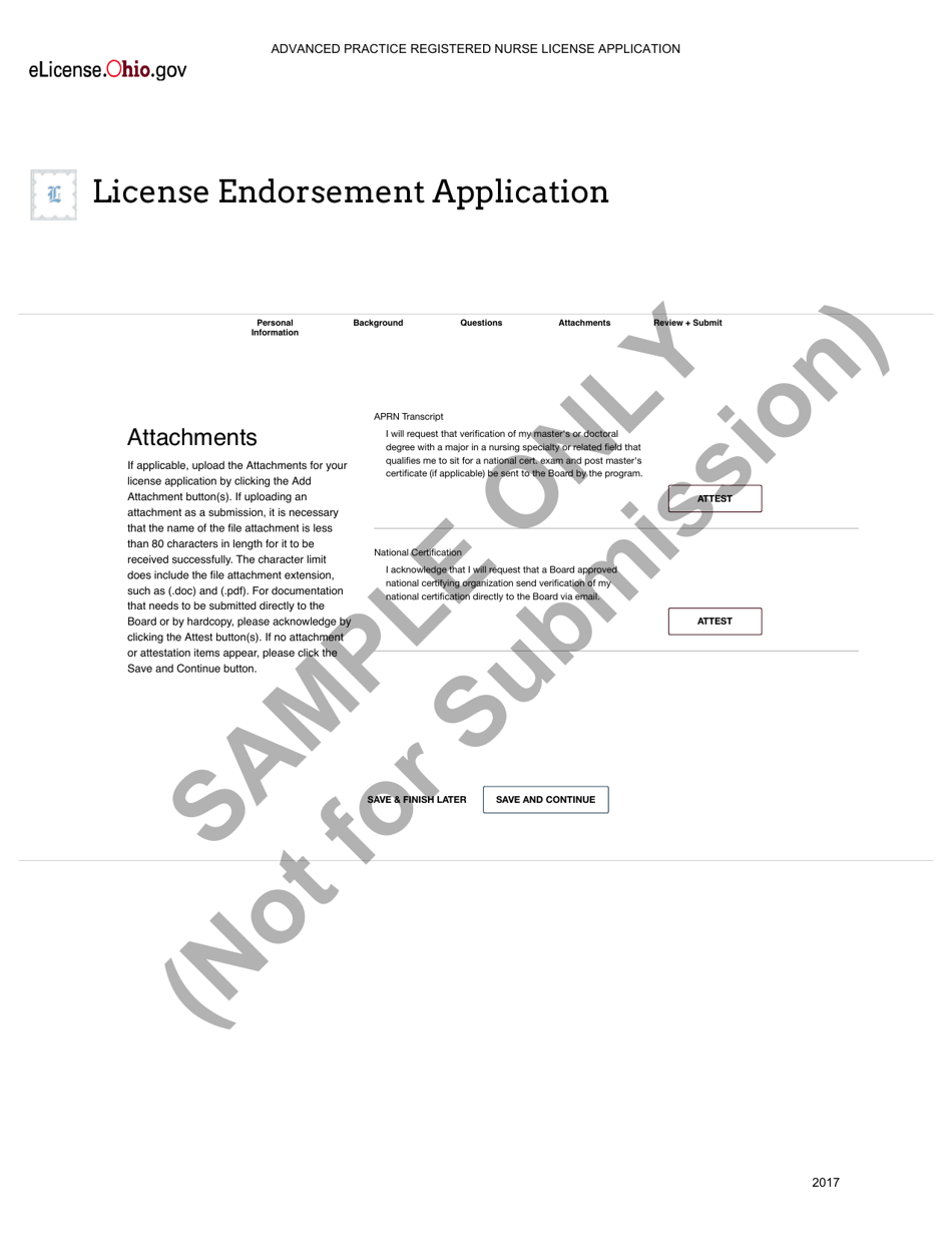 Advanced Practice Registered Nurse License Application - Ohio, Page 44