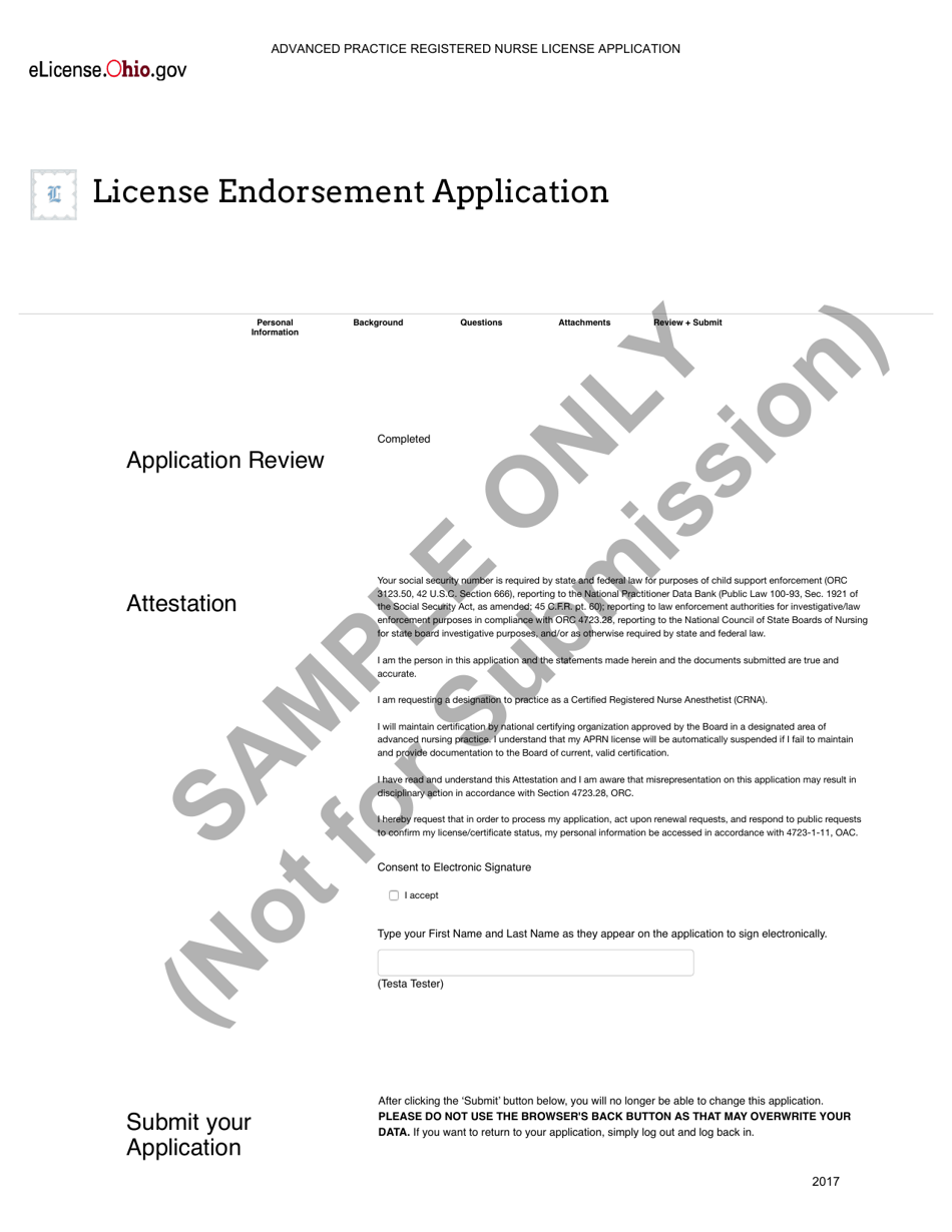 Advanced Practice Registered Nurse License Application - Ohio, Page 45