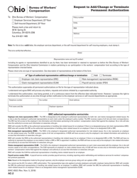 Document preview: Form AC-2 (BWC-0502) Request to Add/Change or Terminate Permanent Authorization - Ohio