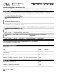 Form R-4 (BWC-6104) &quot;Application for Representative Identification Number (Rin)&quot; - Ohio