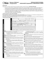 Document preview: Formulario FROI-1 (BWC-1101) Informe Inicial De Lesion, Enfermedad Ocupacional O Fallecimiento - Ohio (Spanish)