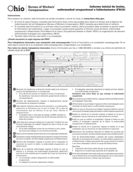 Formulario FROI-1 (BWC-1101) Informe Inicial De Lesion, Enfermedad Ocupacional O Fallecimiento - Ohio (Spanish)