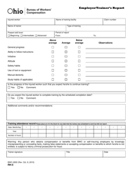 Form RH-5 (BWC-2955) &quot;Employer/Trainer's Report&quot; - Ohio