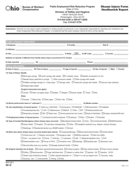 Form SH-12 (BWC-6611) Sharps Injury Form Needlestick Report - Ohio