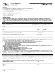 Document preview: Form SH-28 (BWC-6627) Application for Industry-Specific Safety Program - Ohio
