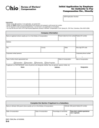 Form BWC-7206 (SI-6) Initial Application by Employer for Authority to Pay Compensation Etc., Directly - Ohio