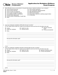 Form SH-27 (BWC-6626) Application for Workplace Wellness Grant Program - Ohio, Page 3