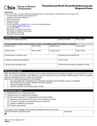 Document preview: Form TWG-2 (BWC-3101) Transitional Work Grant Reimbursement Request Form - Ohio