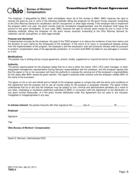 Form TWG-3 (BWC-3102) Transitional Work Grant Agreement - Ohio, Page 3