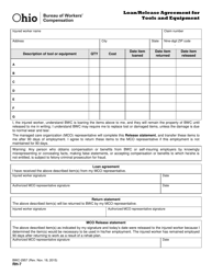 Form RH-7 (BWC-2957) &quot;Loan/Release Agreement for Tools and Equipment&quot; - Ohio