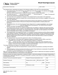 Document preview: Form RH-13 (BWC-2963) Work Trial Agreement - Ohio