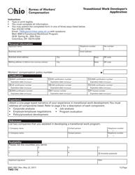 Form TWD-115 (BWC-2991) Transitional Work Developer&#039;s Application - Ohio