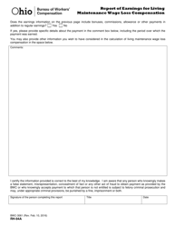 Form RH-94A (BWC-3061) Report of Earnings for Living Maintenance Wage Loss Compensation - Ohio, Page 2