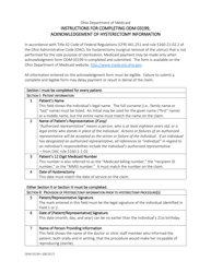 Document preview: Instructions for Form ODM03199 Acknowledgment of Hysterectomy Information - Ohio