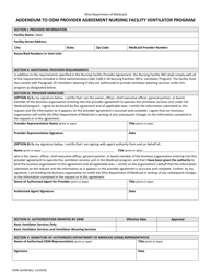 Document preview: Form ODM10198 Addendum to Odm Provider Agreement Nursing Facility Ventilator Program - Ohio
