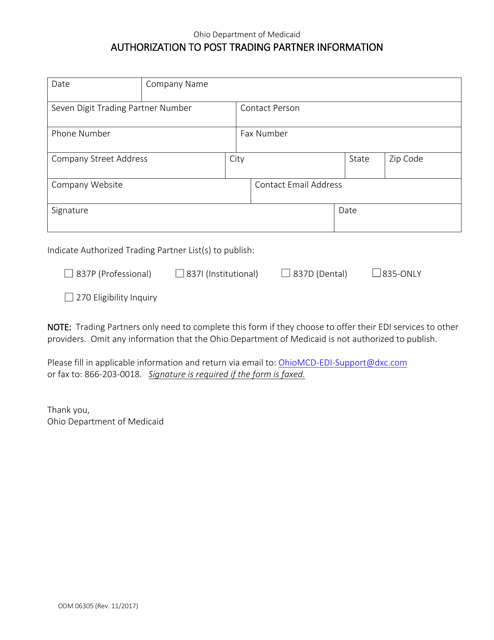 Form ODM06305  Printable Pdf