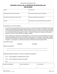 Document preview: Formulario ODM07141-SPA Decision Acerca De Su Solicitud De Exencion Por Adversidad - Ohio (Spanish)