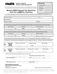 Document preview: Monthly Msw Disposal Fee Submittal Form for Landfill Facilities - Ohio