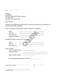 Document preview: Financial Assurance Letter of Credit - Ohio