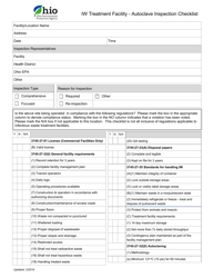 Document preview: Iw Treatment Facility - Autoclave Inspection Checklist - Ohio