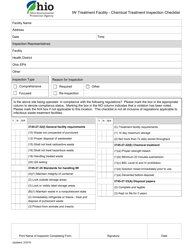 Document preview: Iw Treatment Facility - Chemical Treatment Inspection Checklist - Ohio