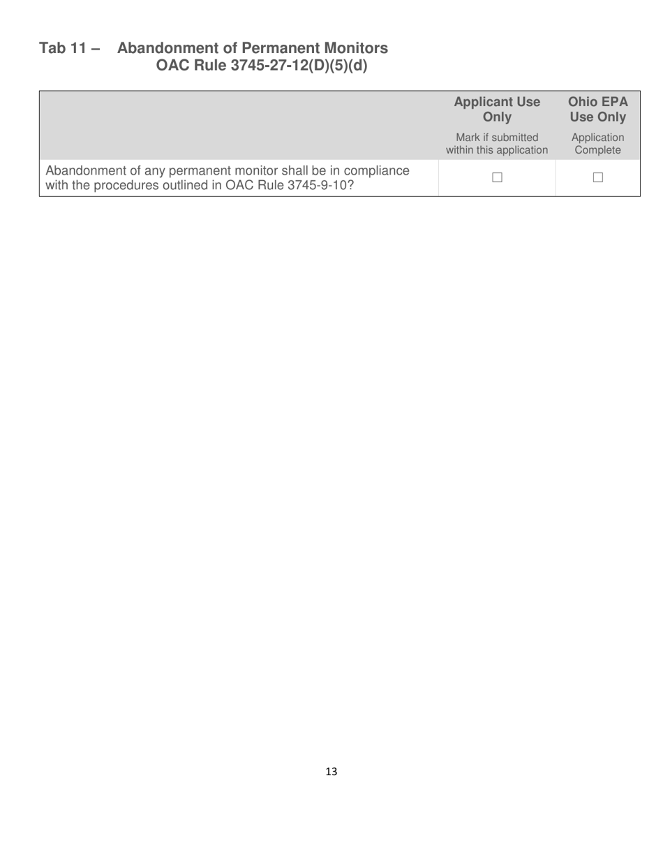 Explosive Gas Monitoring Plan Checklist Application - Ohio, Page 13